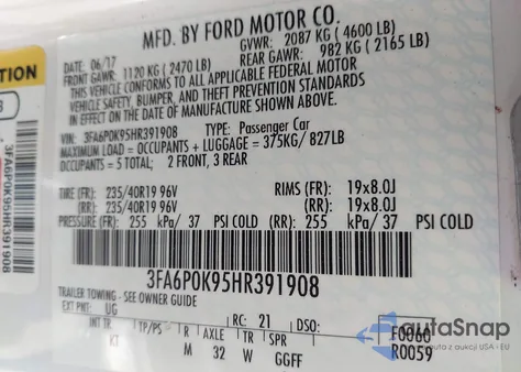 2017 Ford Fusion Titanium from USA, damaged, VIN 3FA6P0K95HR391908